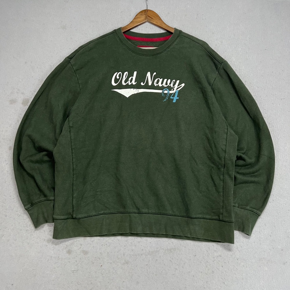 Vintage 2006 Old Navy Forest Green Graphic Crewneck Sweatshirt Mens XXL Spellout